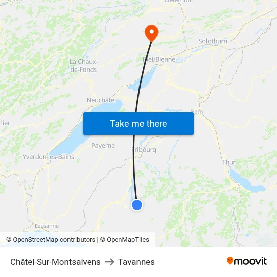 Châtel-Sur-Montsalvens to Tavannes map