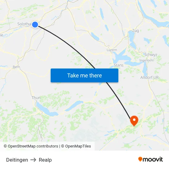 Deitingen to Realp map