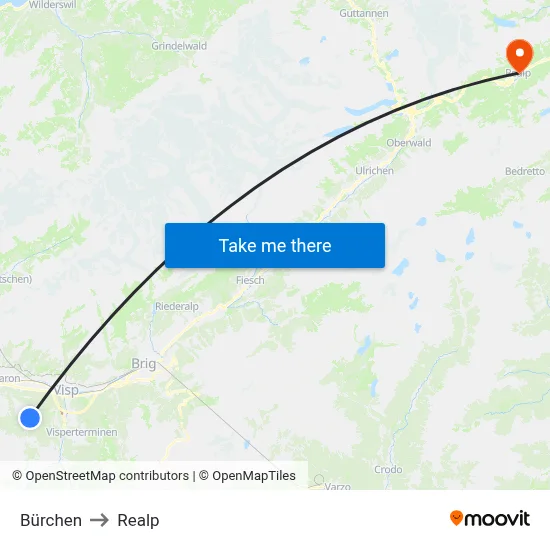 Bürchen to Realp map