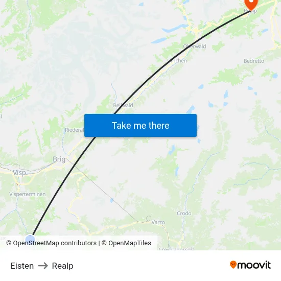 Eisten to Realp map