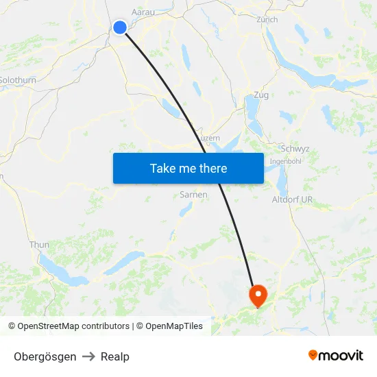 Obergösgen to Realp map