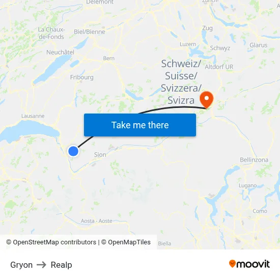 Gryon to Realp map