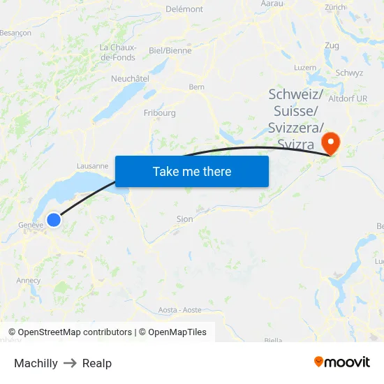 Machilly to Realp map
