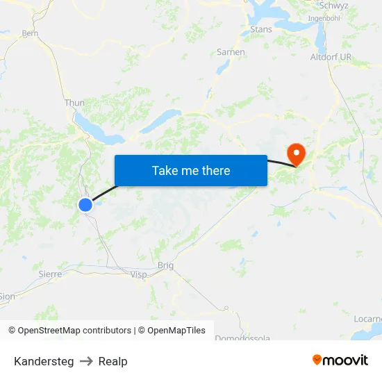 Kandersteg to Realp map