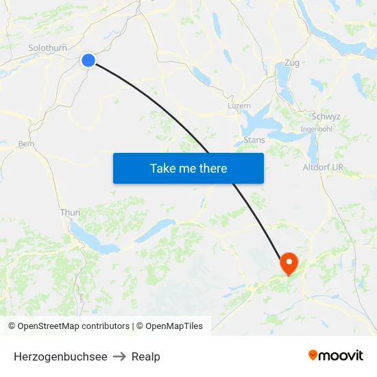 Herzogenbuchsee to Realp map