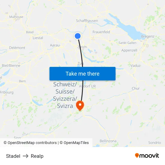 Stadel to Realp map