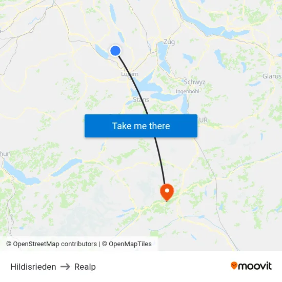 Hildisrieden to Realp map