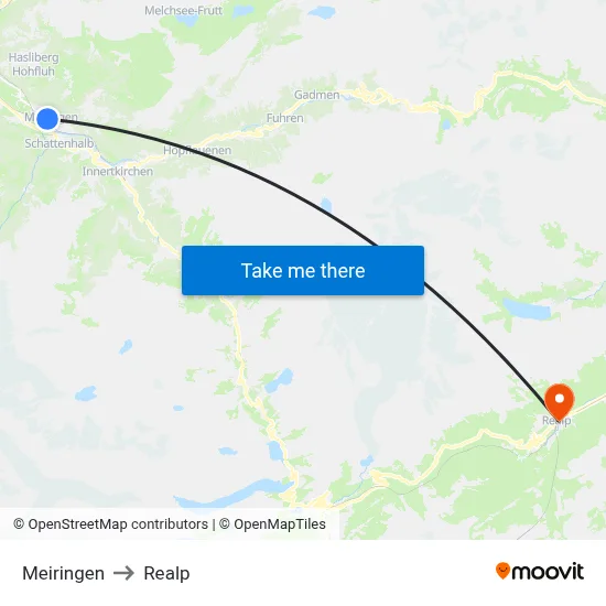 Meiringen to Realp map