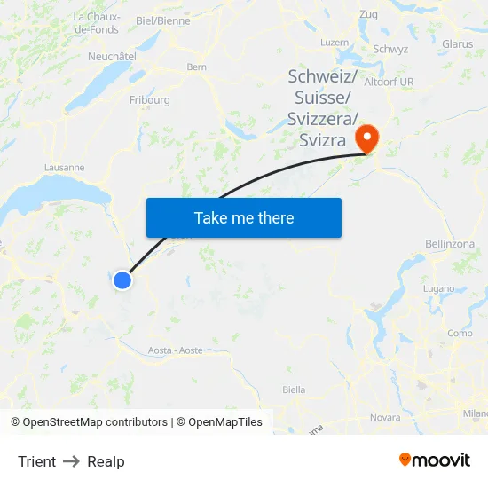 Trient to Realp map