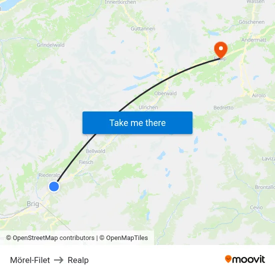 Mörel-Filet to Realp map