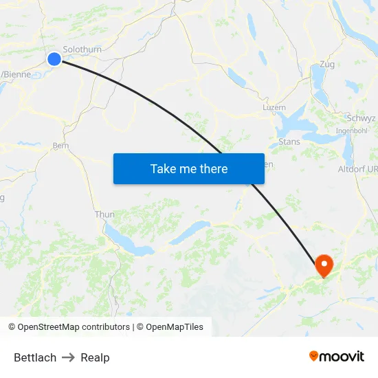 Bettlach to Realp map
