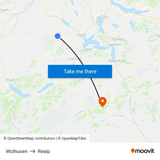 Wolhusen to Realp map