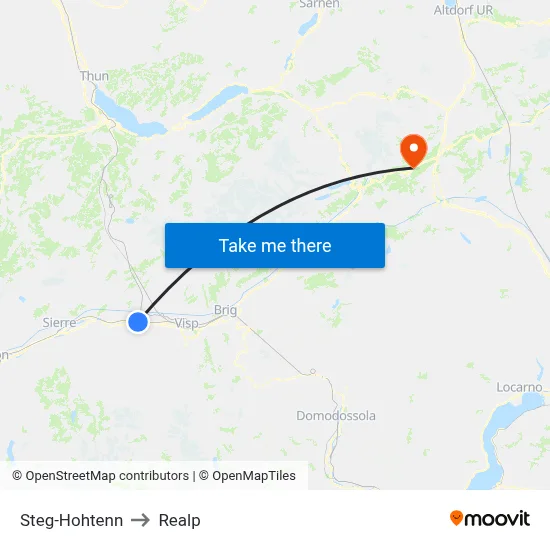 Steg-Hohtenn to Realp map