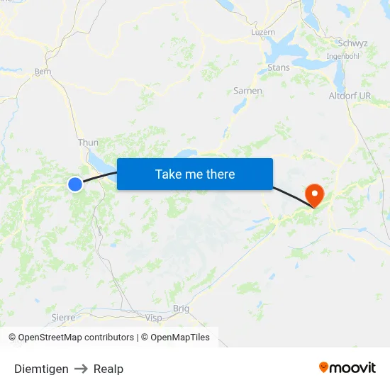 Diemtigen to Realp map