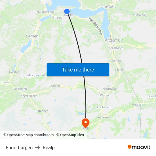 Ennetbürgen to Realp map
