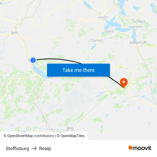 Steffisburg to Realp map
