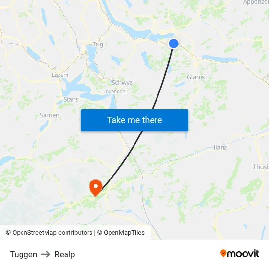 Tuggen to Realp map