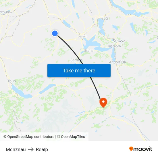 Menznau to Realp map