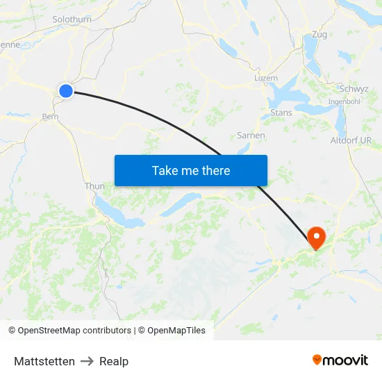 Mattstetten to Realp map