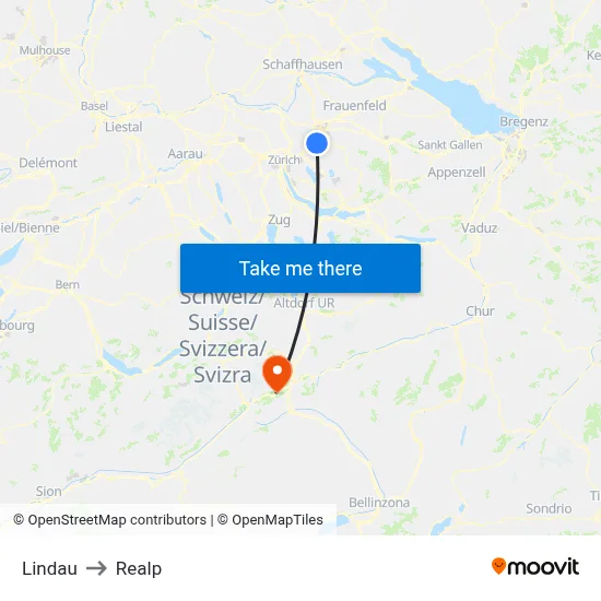 Lindau to Realp map