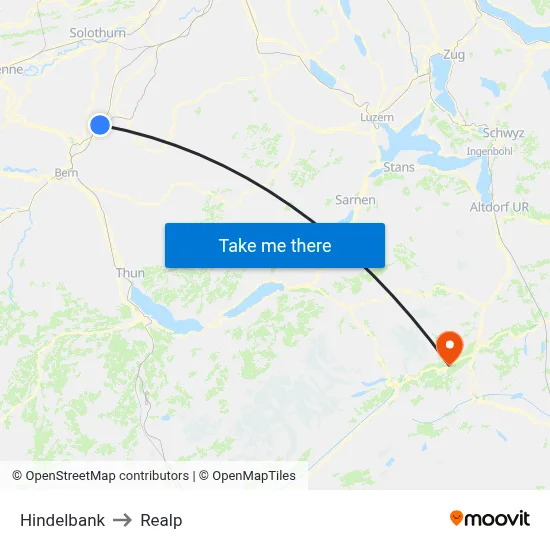 Hindelbank to Realp map