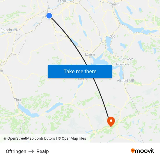 Oftringen to Realp map