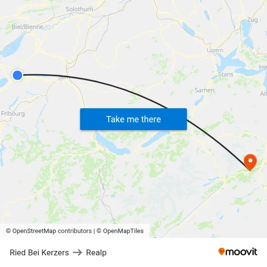 Ried Bei Kerzers to Realp map