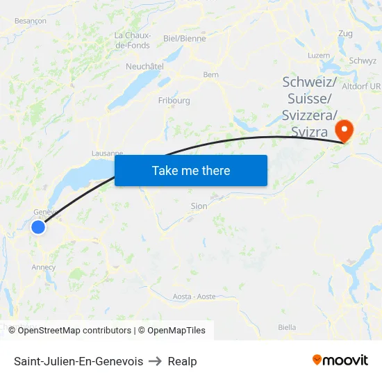 Saint-Julien-En-Genevois to Realp map