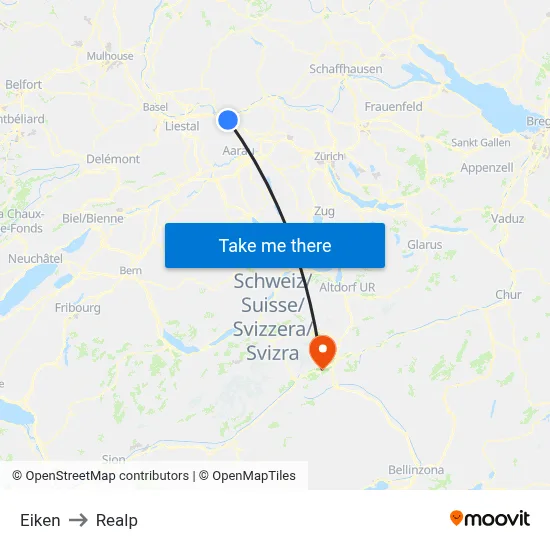 Eiken to Realp map