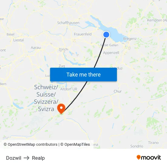 Dozwil to Realp map
