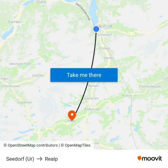 Seedorf (Ur) to Realp map