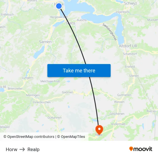 Horw to Realp map