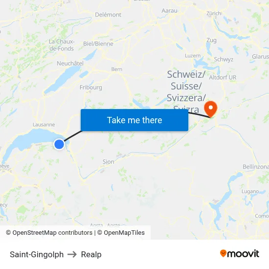 Saint-Gingolph to Realp map