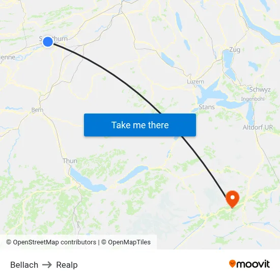Bellach to Realp map