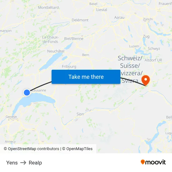 Yens to Realp map