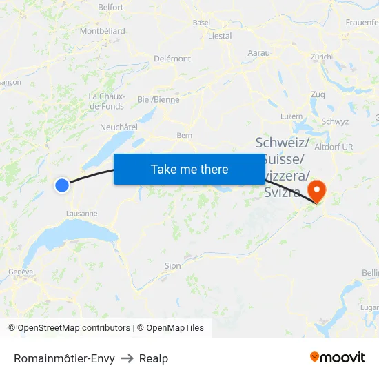 Romainmôtier-Envy to Realp map