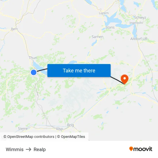 Wimmis to Realp map