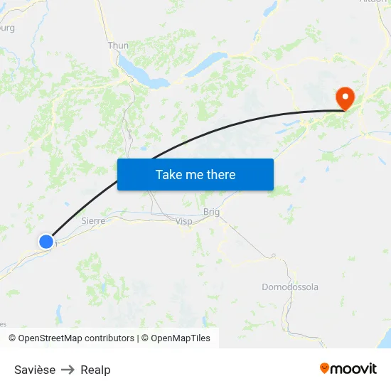 Savièse to Realp map