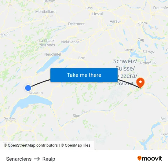 Senarclens to Realp map