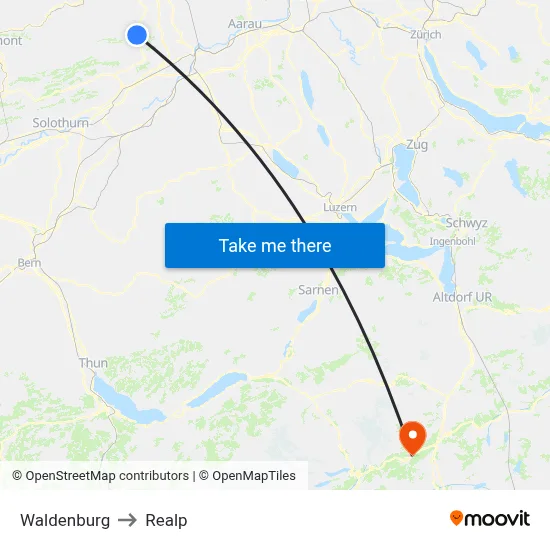 Waldenburg to Realp map