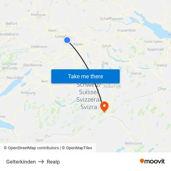 Gelterkinden to Realp map