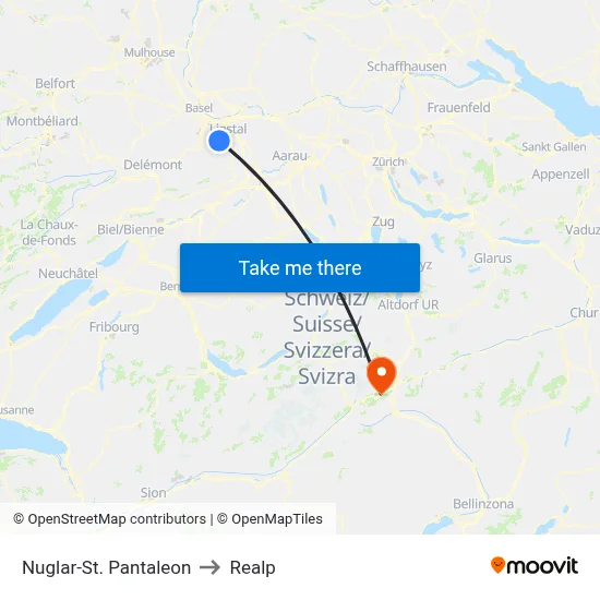 Nuglar-St. Pantaleon to Realp map