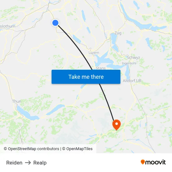 Reiden to Realp map