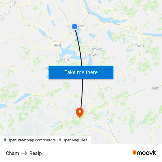 Cham to Realp map