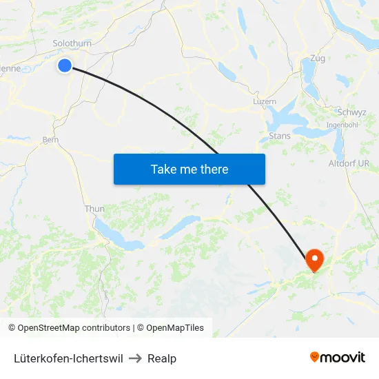 Lüterkofen-Ichertswil to Realp map