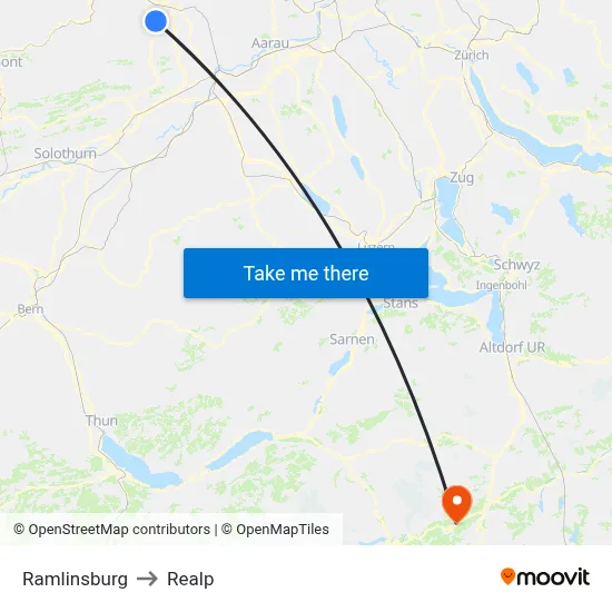 Ramlinsburg to Realp map