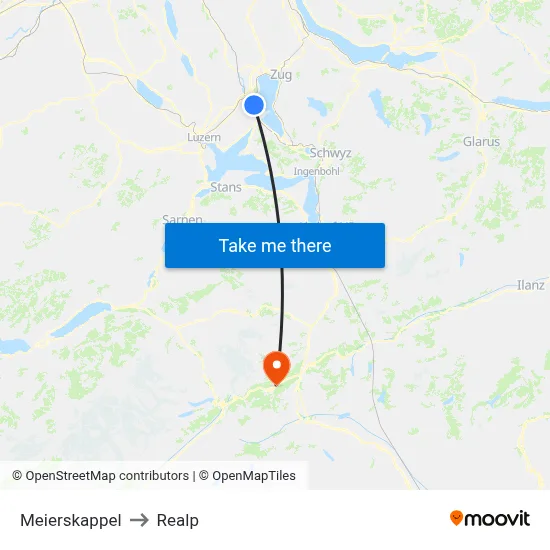 Meierskappel to Realp map