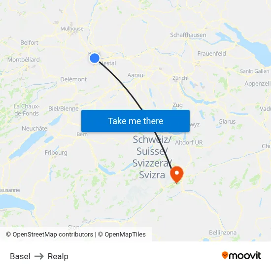 Basel to Realp map