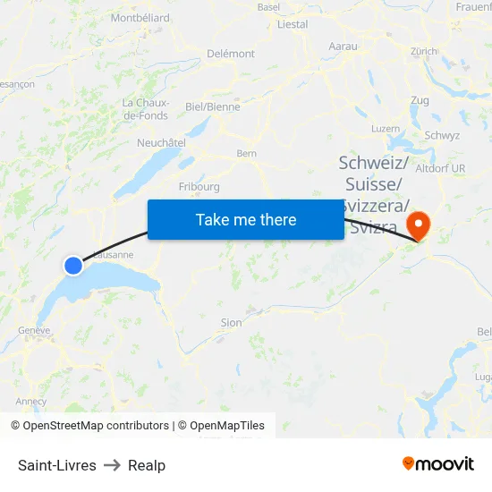 Saint-Livres to Realp map