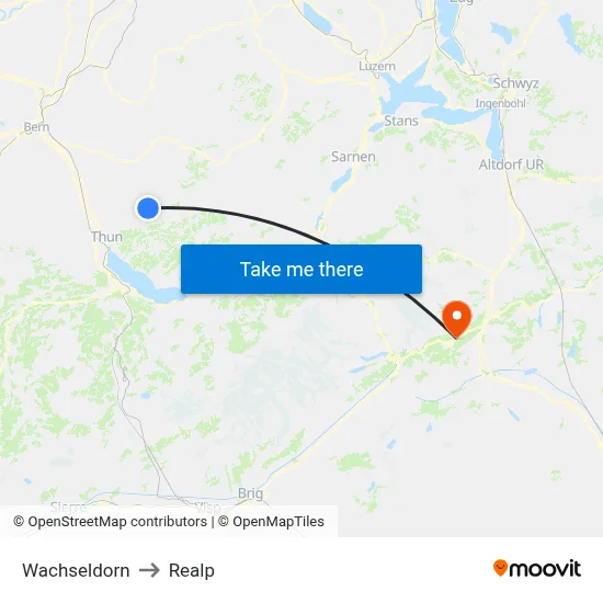 Wachseldorn to Realp map